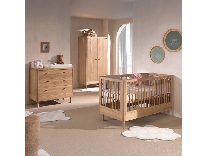 Chambre bébé commode - 3 élém. 70 x 140cm Marron/Chêne