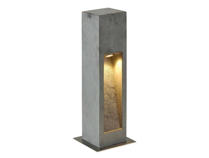 SLV LED Sockelleuchte Arrock Stone, alu / grau / zink, Stein, Modern, LED Außenleuchte