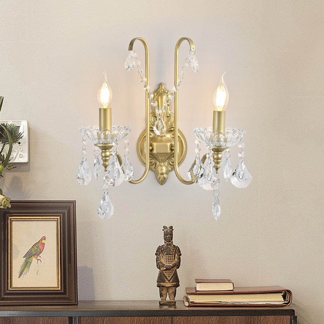 Blue Elephant 2 - Light Dimmable Gold Candle Wall Light Gold 37cm H X 40cm W X 20cm D