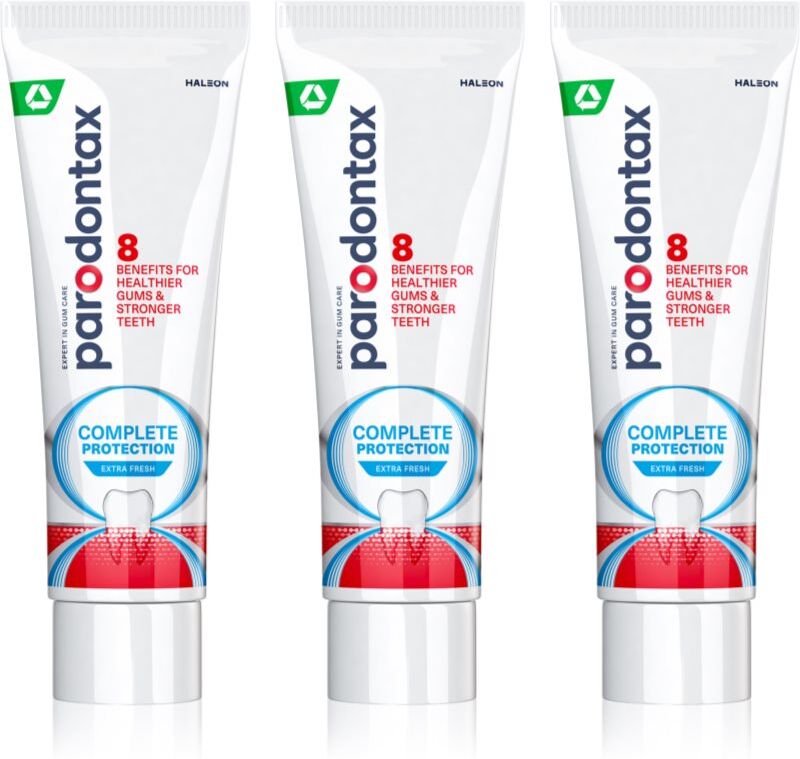 Parodontax Complete Protection Extra Fresh dentifrice au fluorure pour des dents et gencives saines 3x75 ml