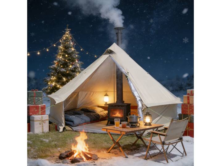 Tente cloche tente yourte 4 saisons pour Camping tentes de Glamping avec fenêtre de cric de poêle, Camping familial fête de chasse en plein air installation facile