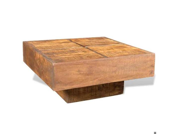 Brun Table basse carrée Marron Bois massif de manguier - Table de salon H1292