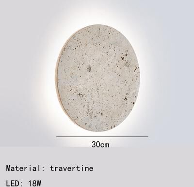 Quick Pick Pro Round Natural Stone Wall Lamp, Bedside Dining Room Art Decor Sconce Lighting, 3000K Modern Atmosphere Light diameter 30cm white Light