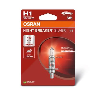 Osram H1 NIGHT BREAKER SILVER Glühlampe 1er Blister [Hersteller-Nr. 64150NBS-1BL] für Lancia, Mazda, Maserati, Nissan, Land Rover, Jaguar, Rover, Ssan