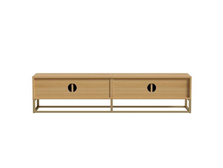 Meuble TV 180 cm avec veinure de bois 4 portes