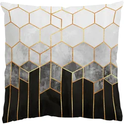 KISSENBEZUG Goldene Sechsecke Schwarz Weiß 50/50 cm