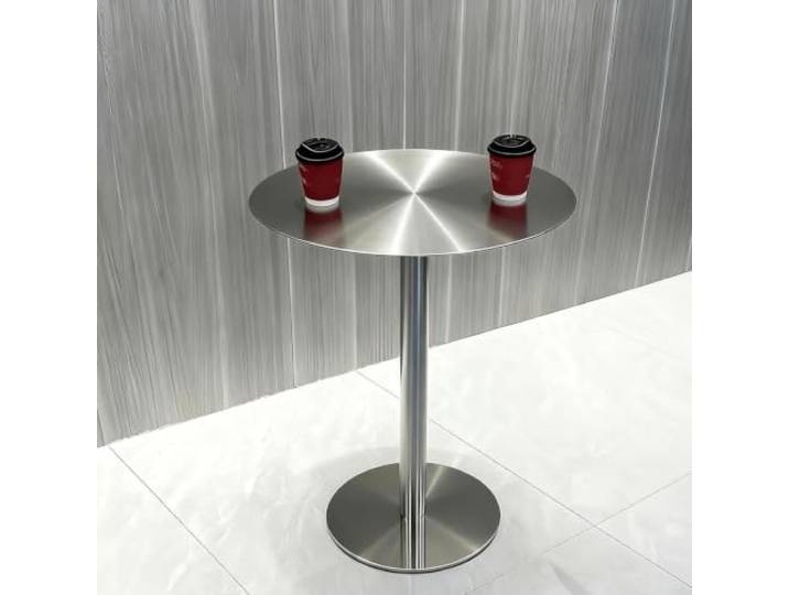 Hohe runde Pub-Tische/quadratischer Bartisch mit Edelstahl-Tischplatte Bistro-Esstisch, Kaffee Cocktailtisch, Freizeit-Sofa-Beistelltisch für Innen Außenbereich(Round,60x60x105cm)