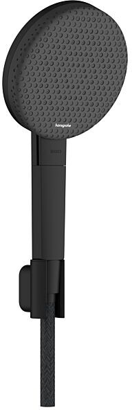 Hansgrohe Raindance Alive Select S Duschkopfhalterungset 24611670 Brausekopf 125mm, 3 Strahlarten wassersparend mit Designflex Textilbrauseschlauch 160 cm, schwarz matt