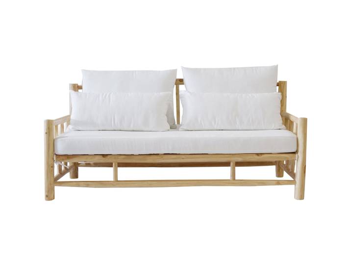 Gartenlounge Garda natur/weiss Teak/Stoff 2 B 180 T 90 cm - Gartenlounge - Wetterfeste Gartenmöbel & Accessoires