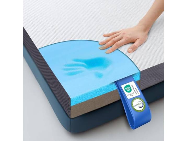 MKS Gelschaum Topper 200x200 Matratzentopper H3 H4 2-in-1 Dual wendbar zwei Härtegrade zum Wenden, für wechselnde Jahreszeiten, für alle Schlaftypen, luftige Mesh-Seiten, druckentlastend