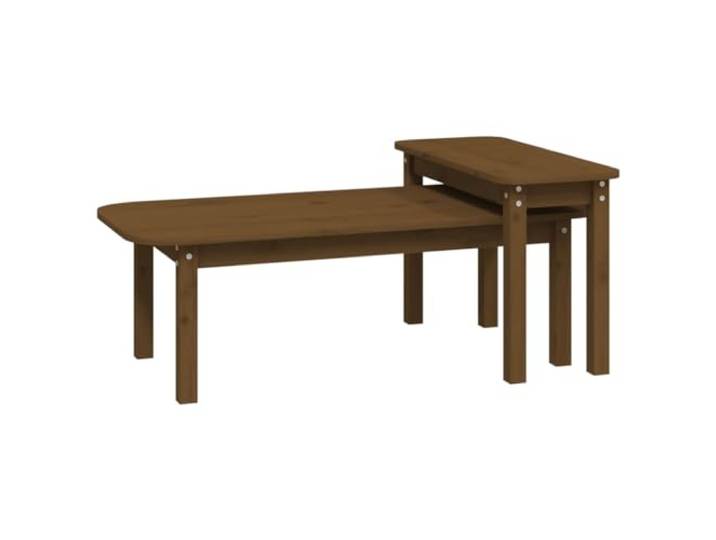 Beistelltisch-Set aus massivem Kiefernholz, honigfarben