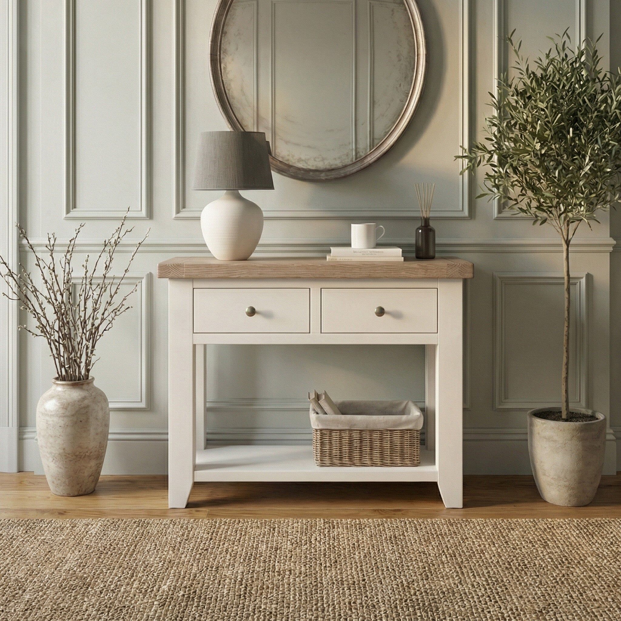 Burford 2 Drawers Console Table in Warm White