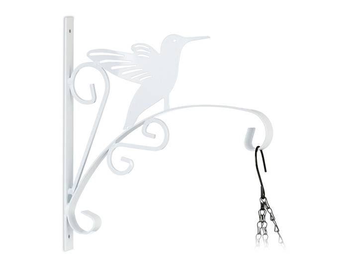 Blumenampelhalterung mit Vogelmotiv Weiss