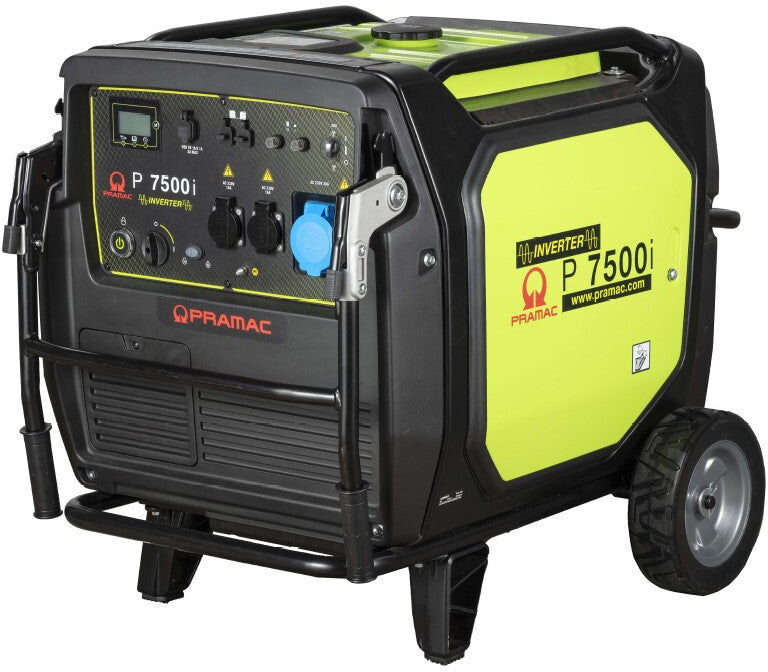 Pramac P7500i generatore 6,5 Kw , 220V inverter , n.2 schuko , n.1 2P+T CEE 230V 32A IP44