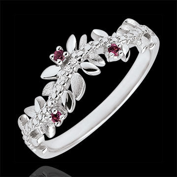 Edenly Ring Verzauberter Garten - KÃ¶nigliches Blattwerk - WeiÃŸgold, Diamanten