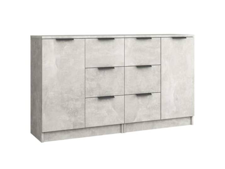 KGFHERENB Sideboard 2er Set Betongrau 60x30x70 cm Holzwerkstoff Vielseitige Beistellschränke für Wohnzimmer und Schlafzimmer mit robuster Oberplatte und inkludierten Wandhalterungen.