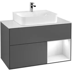 Villeroy & Boch Waschbeckenunterschrank Finion F12, Anthracite Matt Lacquer, 1000x603x501mm, mit Beleuchtung und Push-to-open Funktion