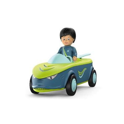 SIKU 0105 - Toddys, Dave Divey, Spielzeugauto mit Rückziehmotor/Licht/Sound und Spielfigur, blau/grün