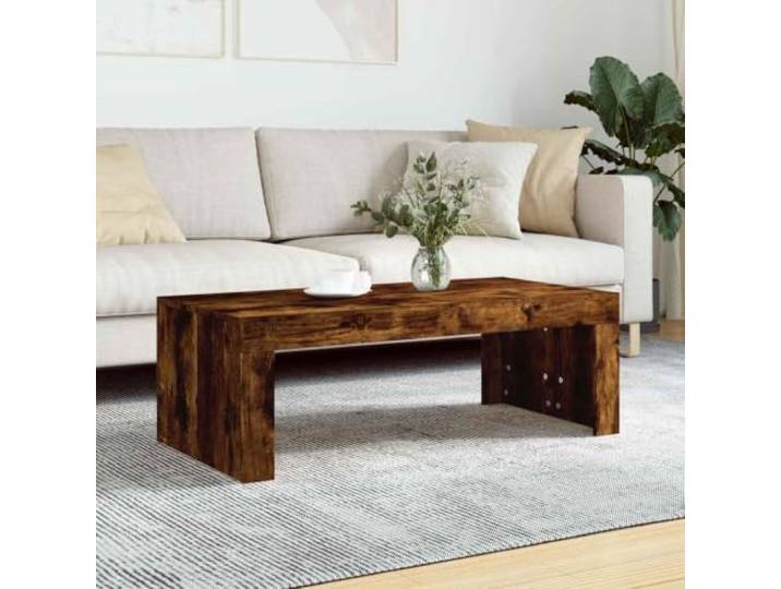 HEFZGDB Couchtisch Räuchereiche 102x50x36 cm Holzwerkstoff mit glatter Oberfläche, robuster Wohnzimmertisch für Getränke und Deko, modernes Design mit minimalistischen Look,
