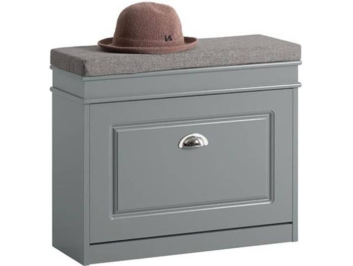 SoBuy Banc à Chaussures avec Rangement à Abattant et Coussin Meuble d'Entrée Gris 61x24x51 cm FSR82-K-HG