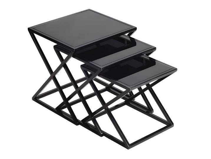 Xlmoebel Satztisch Schwarzer Metall-Beistelltisch im modernen Design von XLMOEBEL, Made in Europa