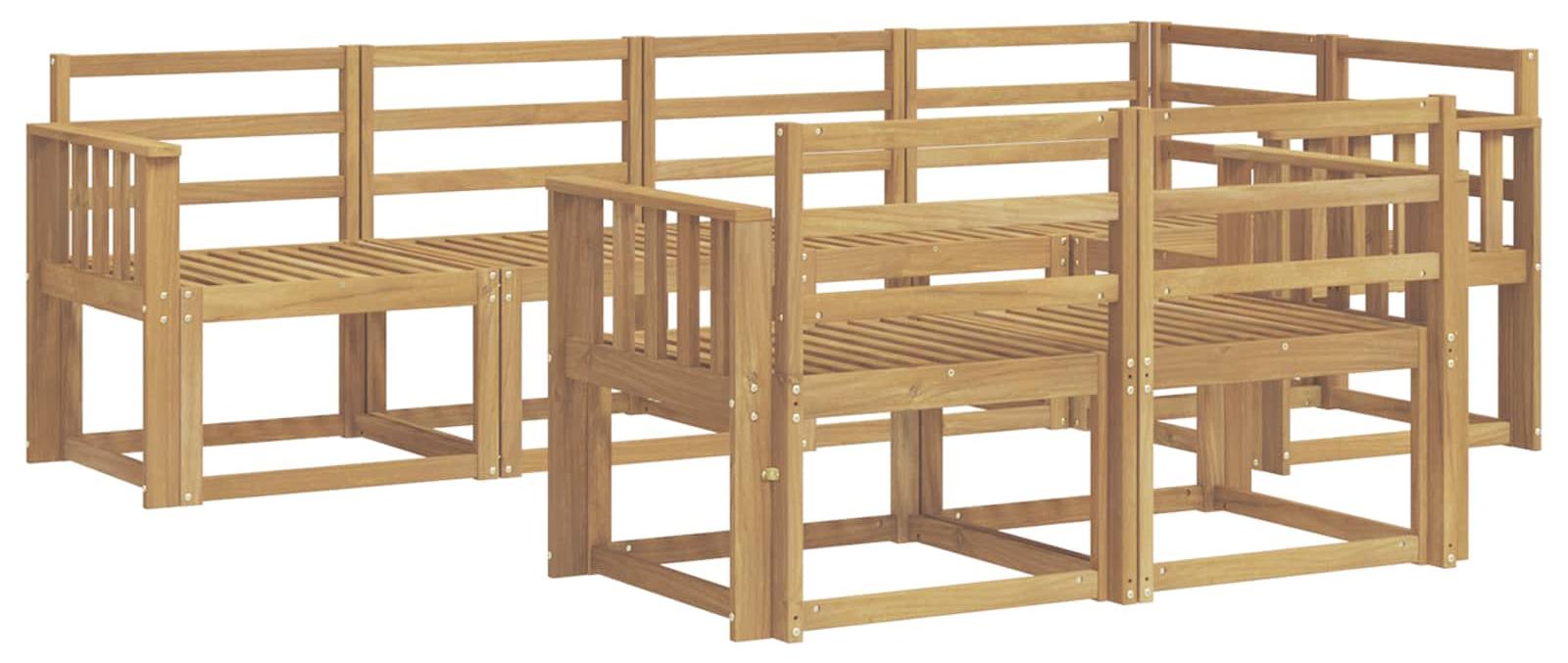 Gartenmöbel-Set, 7-teilig, weiß