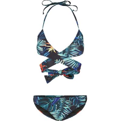 Bügel-Bikini URBAN CLASSICS "Urban Classics Damen Ladies Draped Pattern Bikini", Damen, Gr. S, N-Gr, bunt (vriesea schwarz), 85% Polyester, 15% Elasthan, Bikini-Sets Bügel-Bikini