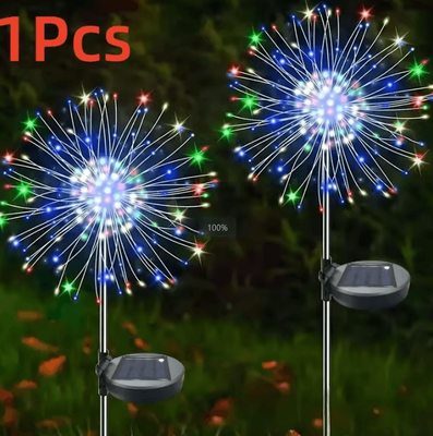Inspire Curations Solar Firework Garden Light 8 Mode IP65 Outdoor LED Landscape Lamp color 300led