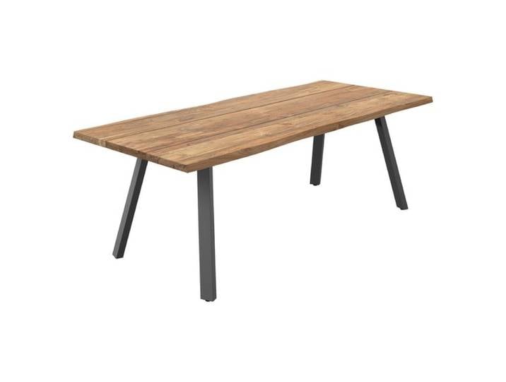 OUTLIV. Negara Gartentisch 220x100cm Edelstahl/Teak recycelt Baumkante Dunkelgrau
