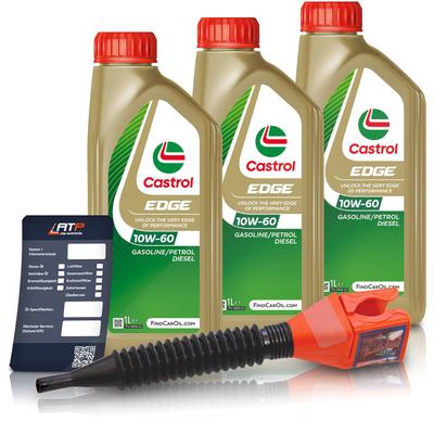 Castrol 3x 1 L EDGE 10W-60 + Ölwechsel-Anhänger + Einfülltrichter [Hersteller-Nr. 15F62C]