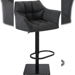 Proregal CHEFGASTRO Barhocker PHILADELPHIA Schwarz Stoff HxBxT 88x64x45cm Stoff Dunkelgrau Barstuhl