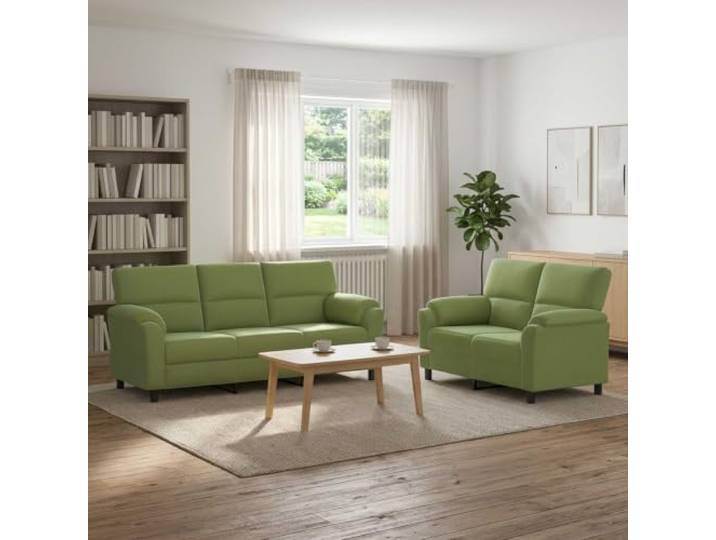 Sofa-Set 2 pcs Hellgrün Samt Metallrahmen, Kissenrücken-Design, konische Beine, Samtoberfläche, trocken abwischbar