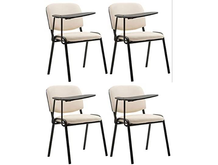 CLP 4er Set Stühle Ken Mit Klapptisch Kunstleder I Robuste Besucherstühle Mit Gepolsterter Sitzfläche, Farbe: Creme