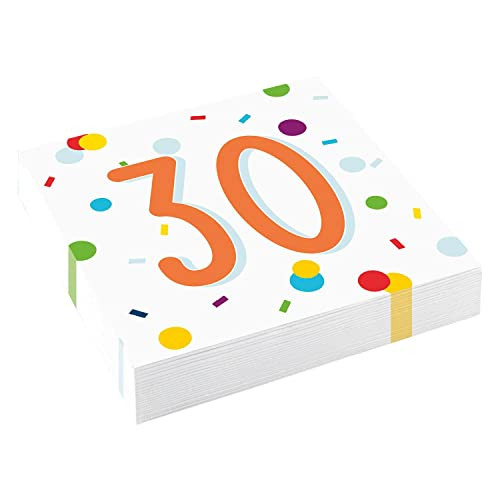Amscan Servetten Confetti Verjaardag 30 jaar - 20 stuks - 33 x 33 cm