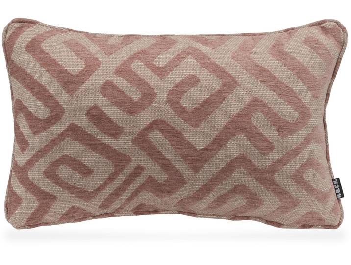 Dekokissen H.O.C.K. Naira , rosa (rosa, gemustert), B:30cm H:10cm L:50cm, Baumwolle, Leinen, Polyacryl, Polyester, Viskose, Dekokissen_Sitzkissen_Kissenhüllen, Dekokissen, mit geometrischem Muster, Kissenhülle mit Füllung, 1 Stück