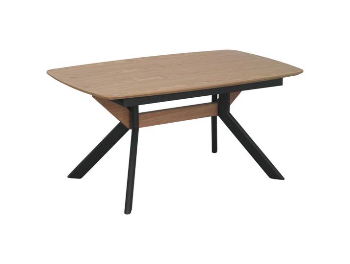 Livetastic Esstisch, Natur, Schwarz, Metall, rechteckig, Flachrohr, 95x76x160-200 cm, ausziehbar, Esszimmer, Tische, Esstische, Esstische ausziehbar