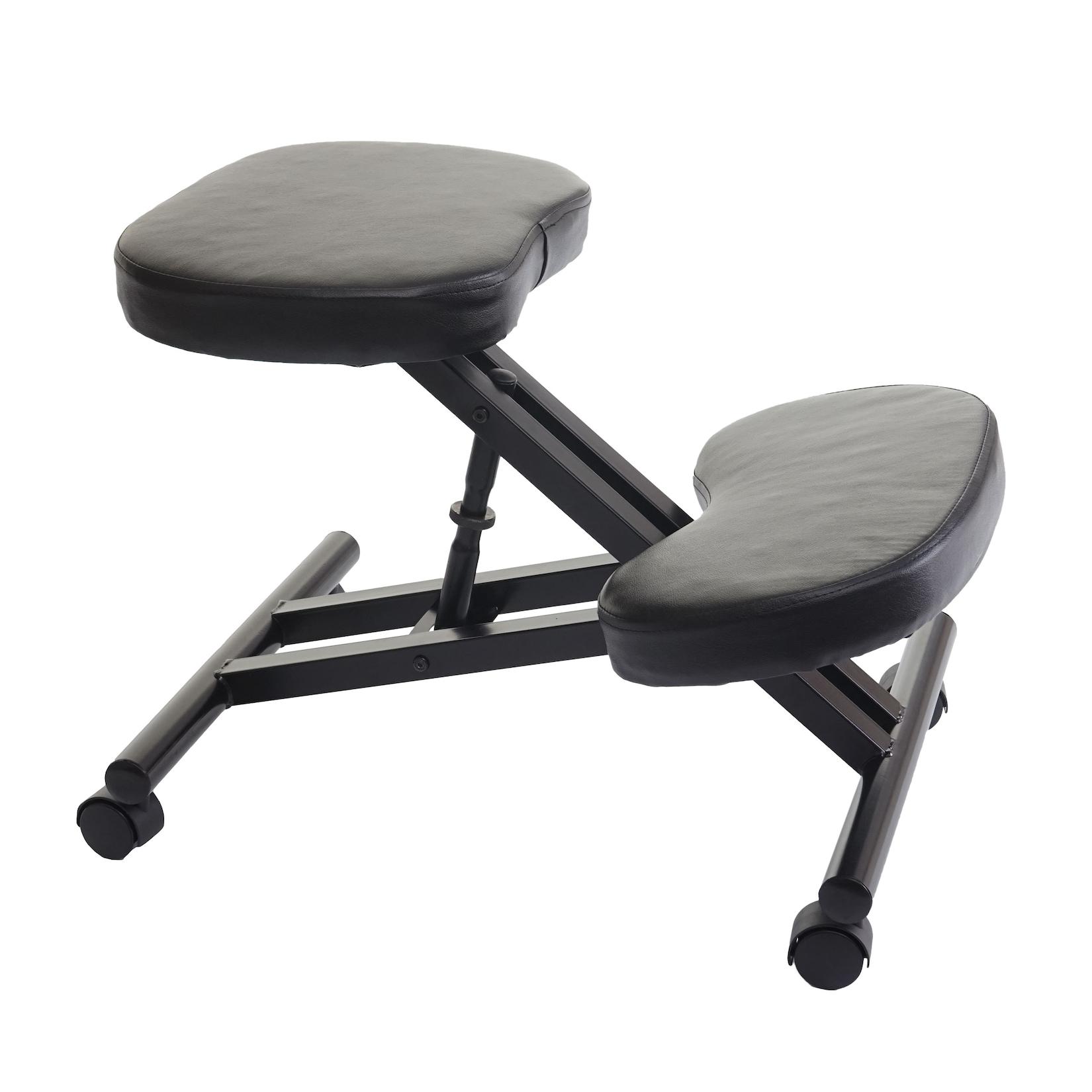 Kniestuhl MCW-E10, Sitzhocker Kniehocker, höhenverstellbar Rollen Kunstleder Metall MVG-zertifiziert ~ schwarz