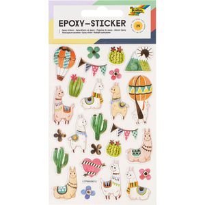 Folia Sticker 16303 Epoxy-Sticker Alpaca, sommerliche und tropische Motive, 25 Aufkleber, 25 Stück