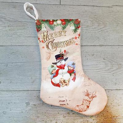 Inspired Deals Christmas Stocking Gift Bag With Santa & Snowman Holiday Hanging Decor snowman