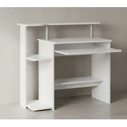 KADIMA DESIGN Computertisch: Zeitloses Design, Stauraum, Tastaturauszug, Spanplatte, Weiß.