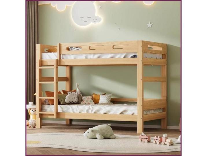 Etagenbett Convertible en 2 Lits Individuels - Pin Massif - 90x200cm - Naturel