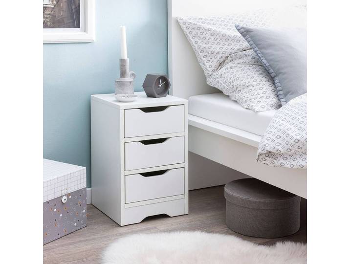 Table de chevet Doris II 31 x 49 x 31cm 3 Blanc/Blanc