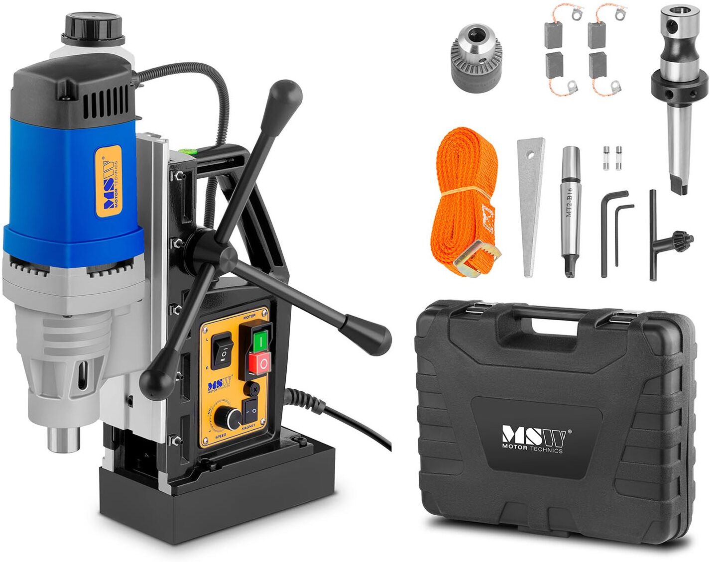 MSW Magnetbohrmaschine - 1300 Watt - 600 U/min - Weldon-Schaft 19 mm