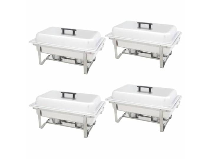 HGFDSAWE Chafing Dish Set 4-TLG. Edelstahl Speisewärmer GN-Behälter Ideal für Buffets & Feiern, Inklusive 8 Brenner, Gastronorm-Größe