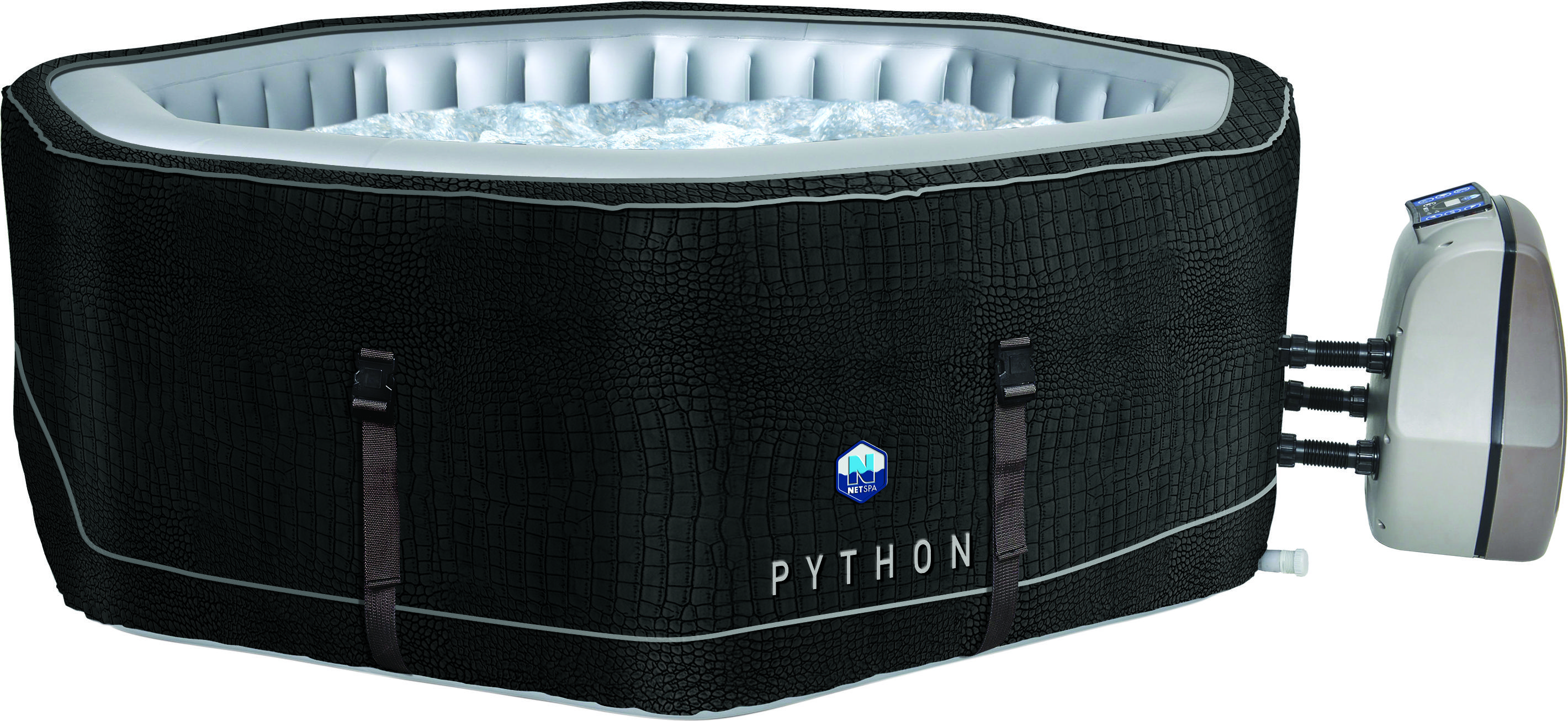 JUNG Python Spa Whirlpool Ø 185cm - Selbstaufblasbarer, beheizter Outdoor & Indoor Pool für 5 Personen - Energieeffizient (A), Leise