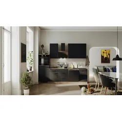 Küchenblock Capri Schwarz/Eichefarben