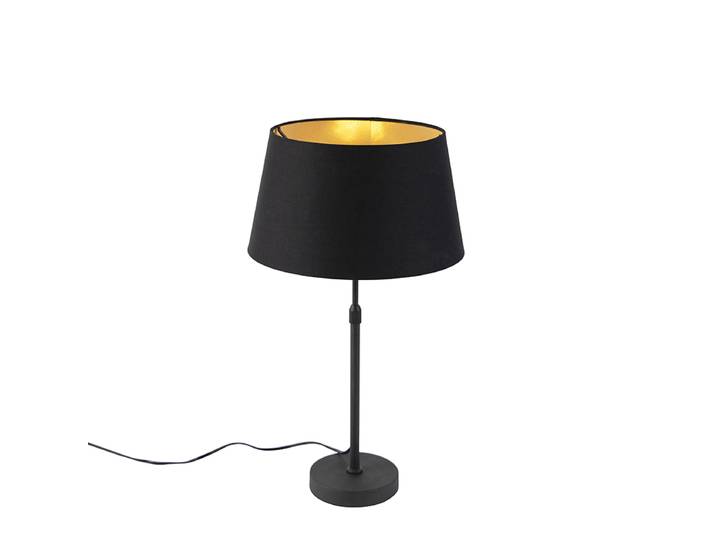 Tafellamp zwart met kap zwart met goud 35 cm - Parte