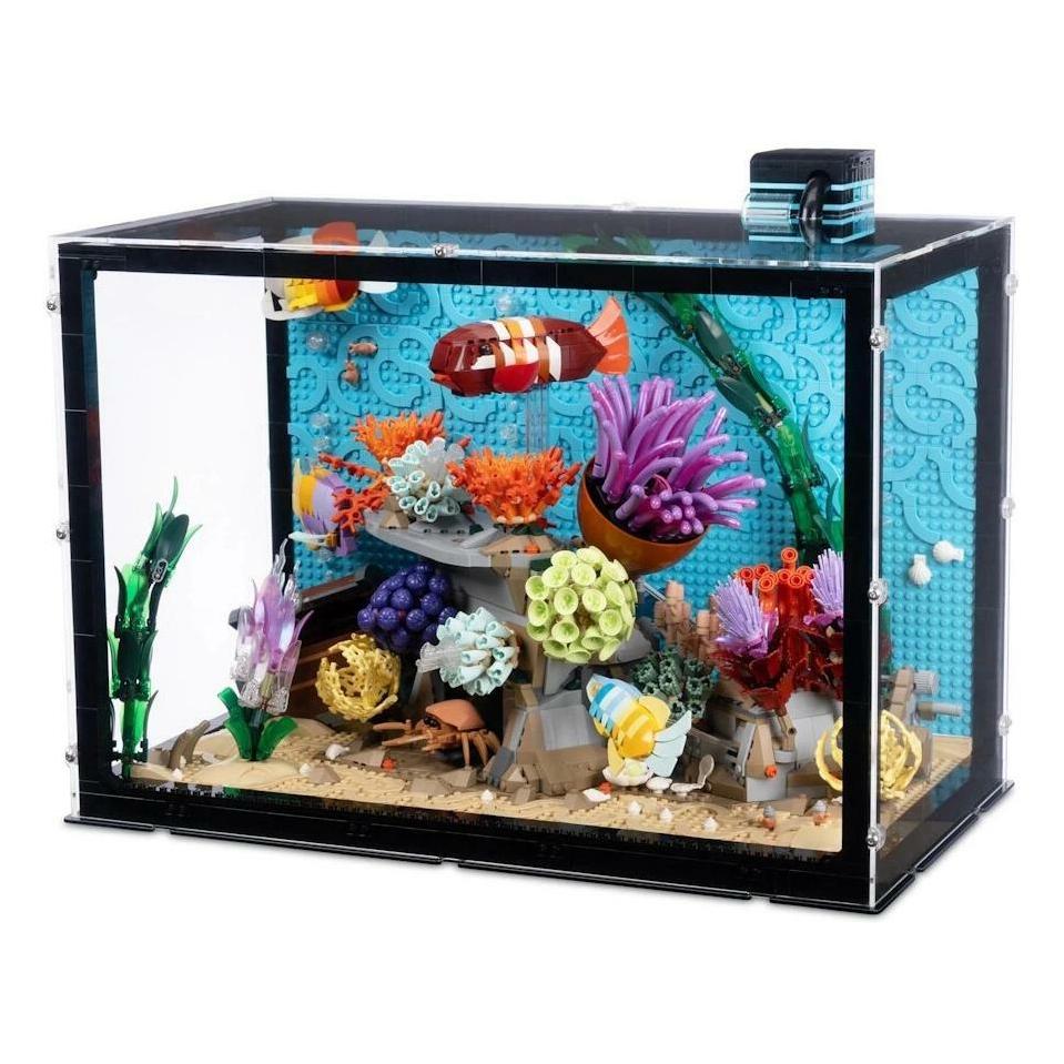 iDisplayit Acryl-Display für LEGO 10366 Tropisches Aquarium mit Aussparung für Fish Tank Filter (QEC532937NS-BLK)
