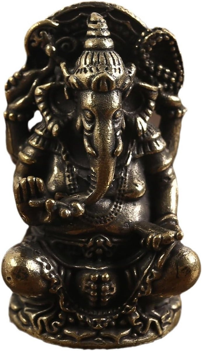Handgemaakt Bronzen Olifant Sculptuur - Uniek Geluksdier Beeldje voor Tafeldecoratie - 6 x 2 cm - Brons