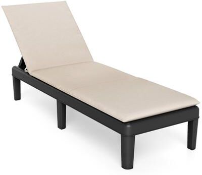 Costway Patio Lounge Chair 3-Position Adjustable Backrest and Cushion-White